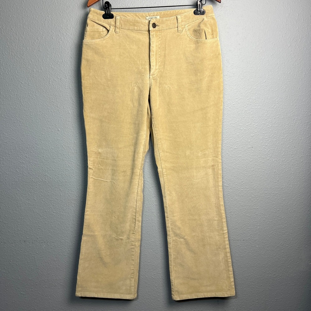 St. John's Bay Womens Tan Corduroy Pants Stretch Bootcut Size 12 Y2K Monochrome